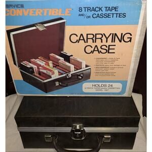 Vintage Service Mfg Cassette Faux Leather Carry Case Tape Storage 24 Tapes Brown